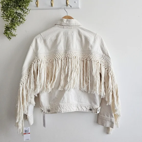 BLANKNYC Sacha Fringed Denim Jacket XS NWT Anthropologie Exclusive Boho Western - Picture 5 of 16